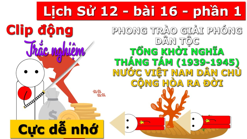 Trắc Nghiệm Sử 12 Bài 16: Phong Trào Giải Phóng Dân Tộc và Tổng Khởi Nghĩa Tháng Tám (1939-1945)